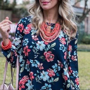 Stella & Dot Multi Strand Pink Stone Necklace